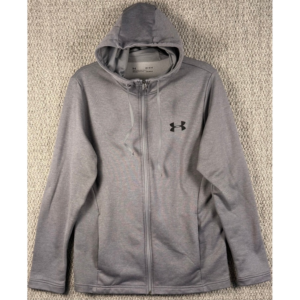 Under Armour ColdGear Full Zip Hoodie Medium Gray Loose Fit Jacket Activewear
